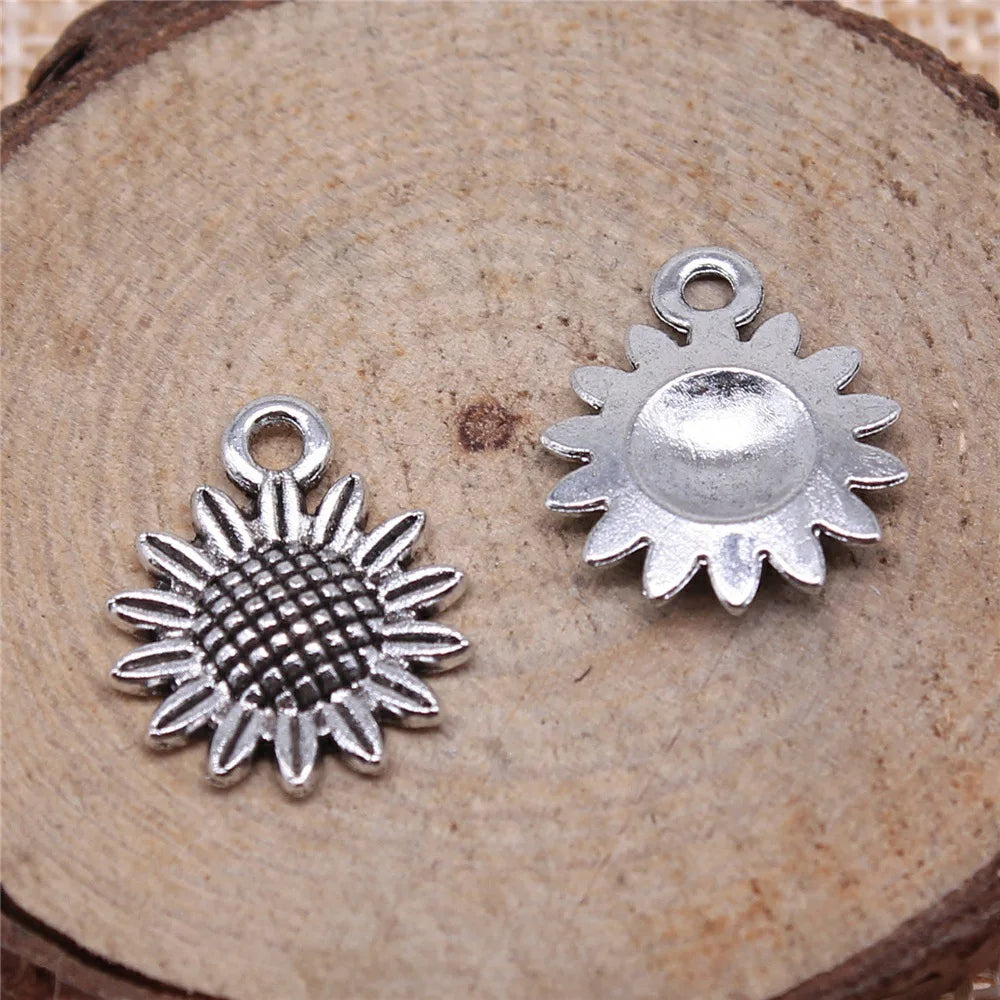 19x15mm 1g Multicolor Zinc Alloy Sunflower Charm Pendant for DIY Bracelet Necklace Jewelry Making