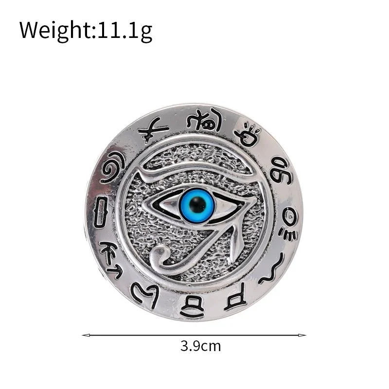 Vintage Egyptian Eye Of Horus Alloy Enamel Brooch, Punk Pharaoh Symbol Lapel Pin Suit Accessory Gift