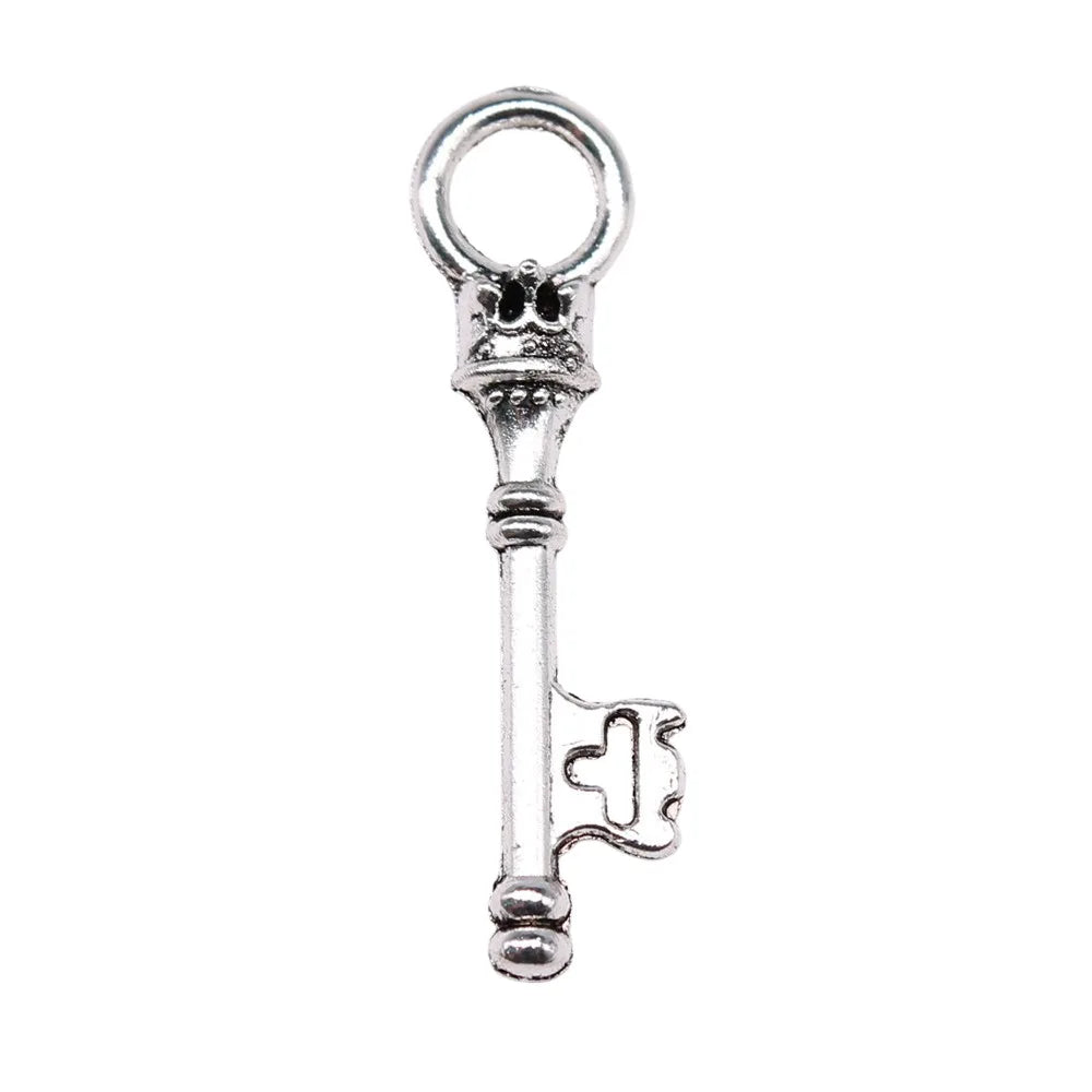 34x8mm 1.3g Antique Silver Zinc Alloy Key Charm Pendant for DIY Bracelet Necklace Jewelry Making