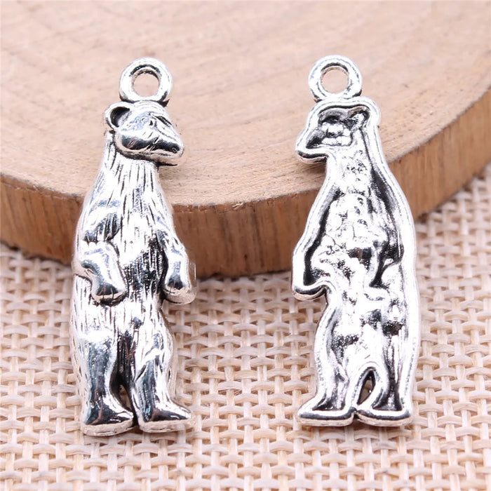 31x10mm 2.97g Antique Silver Zinc Alloy Bear Charm Pendant for DIY Bracelet Necklace Jewelry Making
