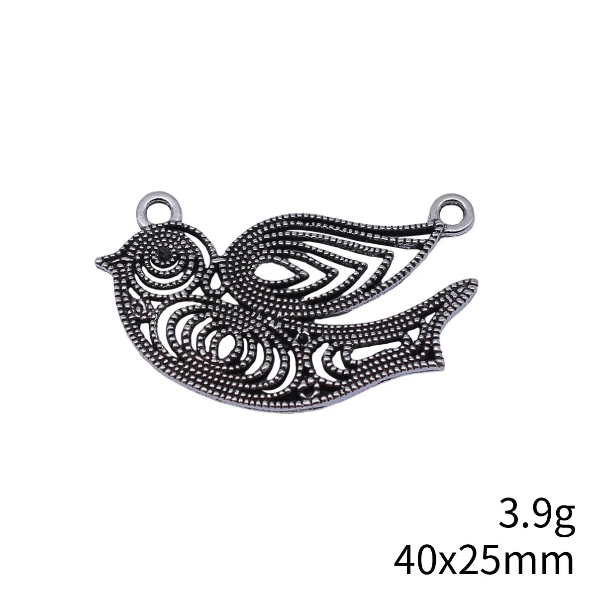 40x25mm 3.9g Antique Silver Zinc Alloy Bird charm pendant for nature necklaces and bracelet making