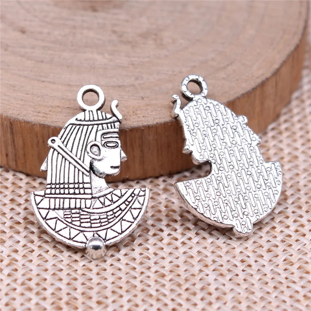 23x16mm 1.72g Antique Silver Zinc Alloy Egyptian Cleopatra Charm Pendant for DIY Necklace Making