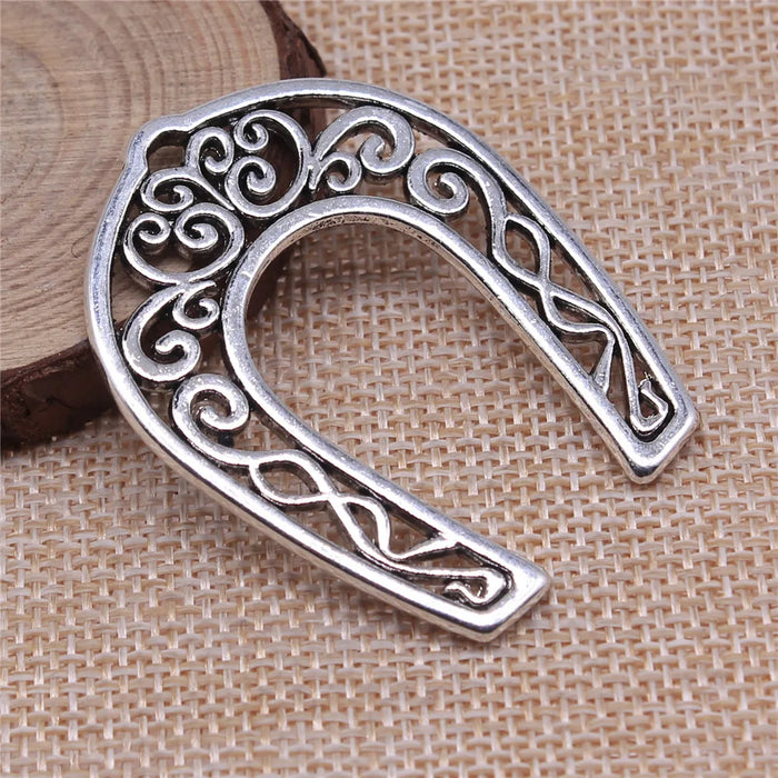 50x39mm 12.4g Multicolor Zinc Alloy Hollow Horseshoe Charm Pendant for DIY Western Jewelry Making