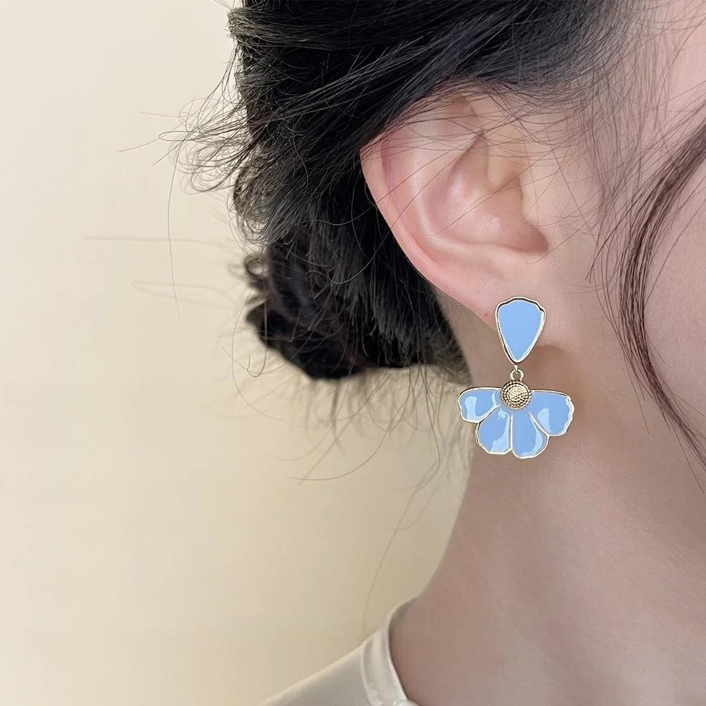 14K Gold Plated Copper Daisy Enamel Drop Earrings, Sweet Summer Vacation Floral Jewelry