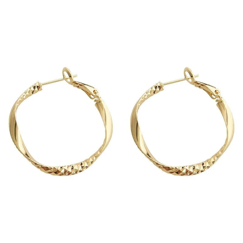 European American Style Copper Geometric Round Hoop Earrings For Women Fashion Commuter Jewelry
