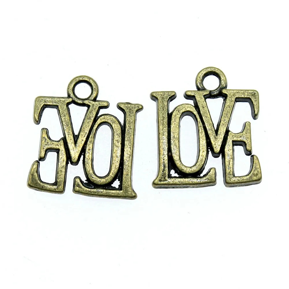 15x13mm 1.1g Multicolor Zinc Alloy LOVE Letter Charm Pendant for Bracelet Necklace Making