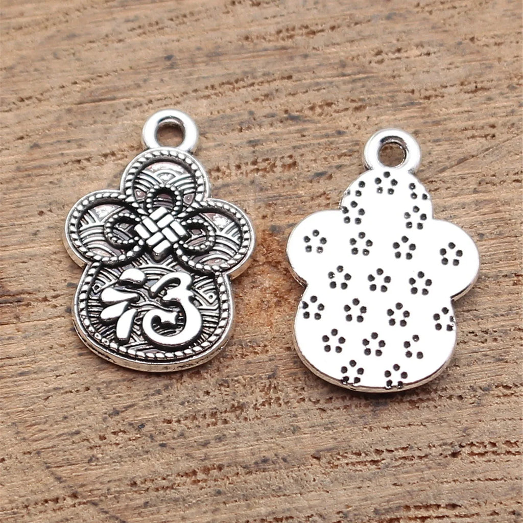 16x11mm 0.84g Antique Silver Zinc Alloy Chinese Fu Character Charm Pendant for DIY Jewelry Making