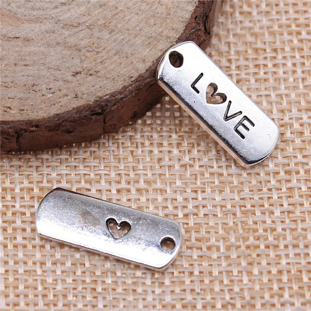 21x8mm 1.8g Zinc Alloy LOVE Word Tag Letter Charm Pendant for DIY Necklace and Bracelet Making