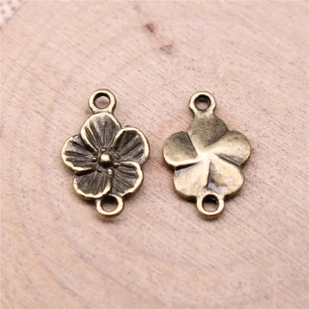 17x11mm 0.8g Multi Color Zinc Alloy Flower Connector Charm for DIY Necklace Bracelet Making