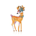 Cute Enamel Sika Deer Brooch With Rhinestone Flower, Alloy Animal Lapel Pin Corsage Gift Suit Accessory