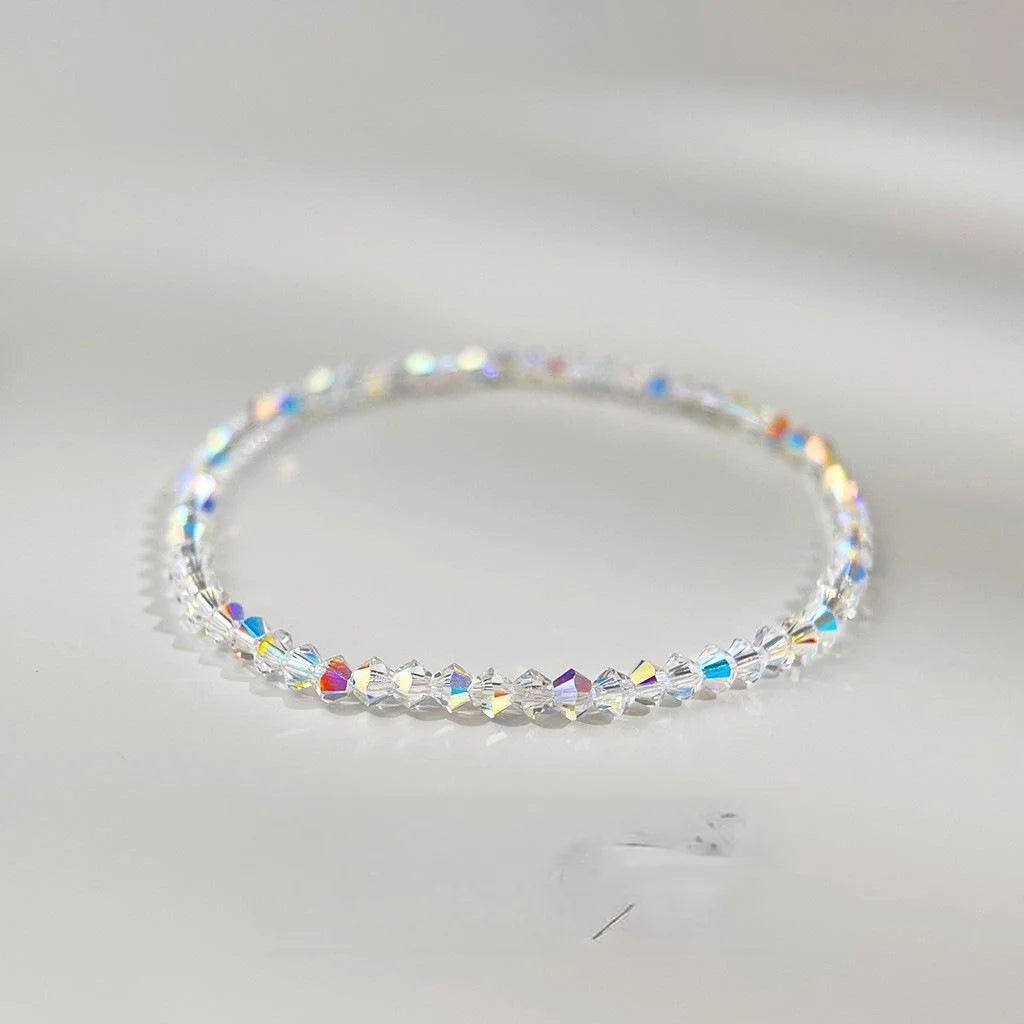 Premium Sparkling Crystal Round Bead Bracelet Geometric Minimalist Luxury Style