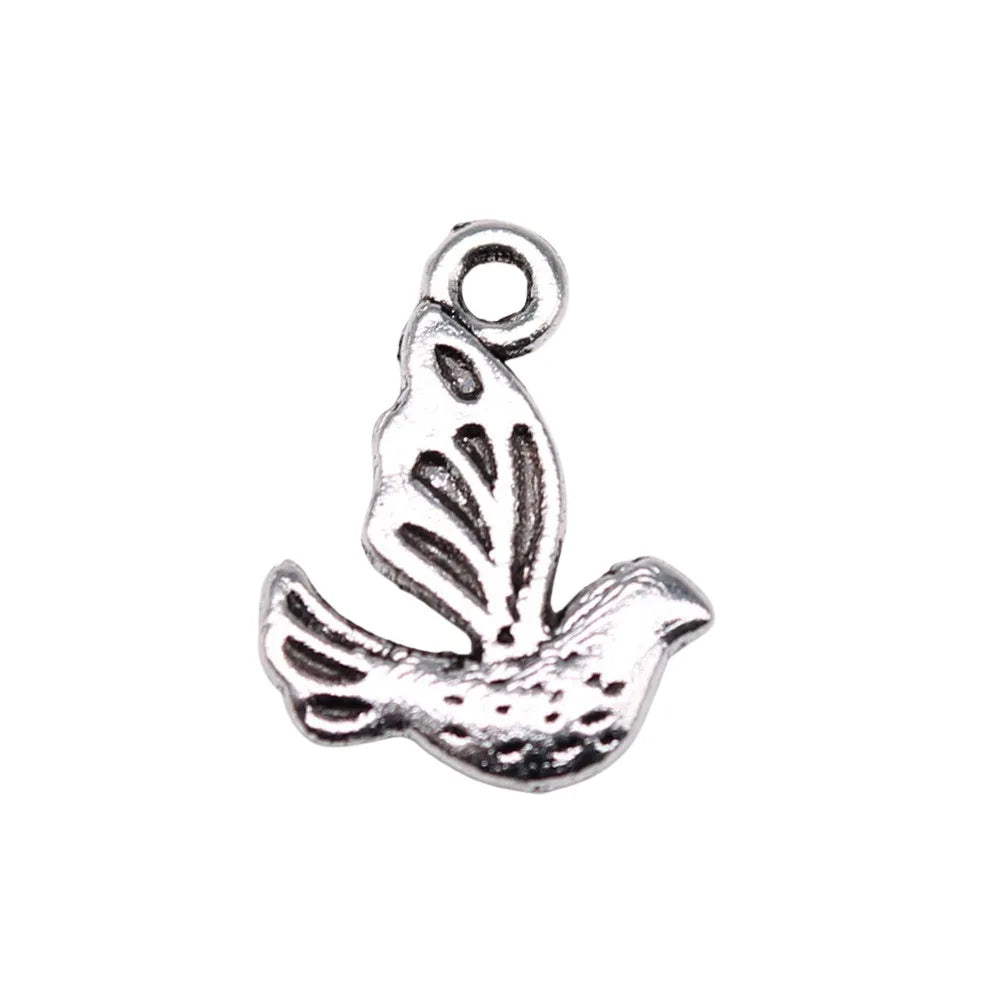 14x11mm 0.5g Antique Silver Zinc Alloy Dove Charm Pendant for DIY Necklace Bracelet Jewelry Making