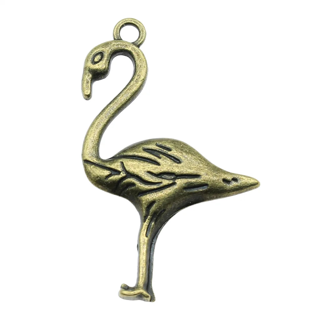 40x24mm 2.6g Multicolor Zinc Alloy Flamingo Bird Charm Pendant for DIY Necklace Bracelet Jewelry Making