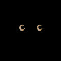 14K Gold Plated Mini Zircon Moon Stud Earrings, Fresh Minimalist Jewelry