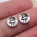 10x10mm 0.6g Antique Silver Zinc Alloy Round Cross Tag Charm Pendant for DIY Bracelet Necklace Making
