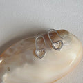 Minimalist Silver Tone Copper Hollow Heart Drop Earrings For Women, Commuter Versatile Jewelry