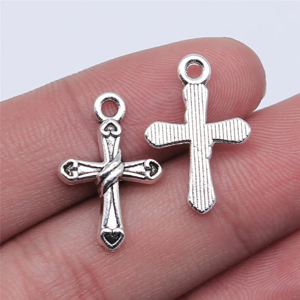 21x15mm 0.95g Multicolor Zinc Alloy Cross Charm Pendant for DIY Bracelet Necklace Jewelry Making