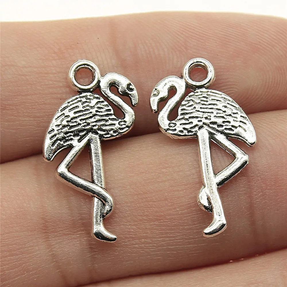 23x12mm 1g Zinc Alloy Flamingo Bird Charm Pendant for DIY Necklace Bracelet Earring Jewelry Making
