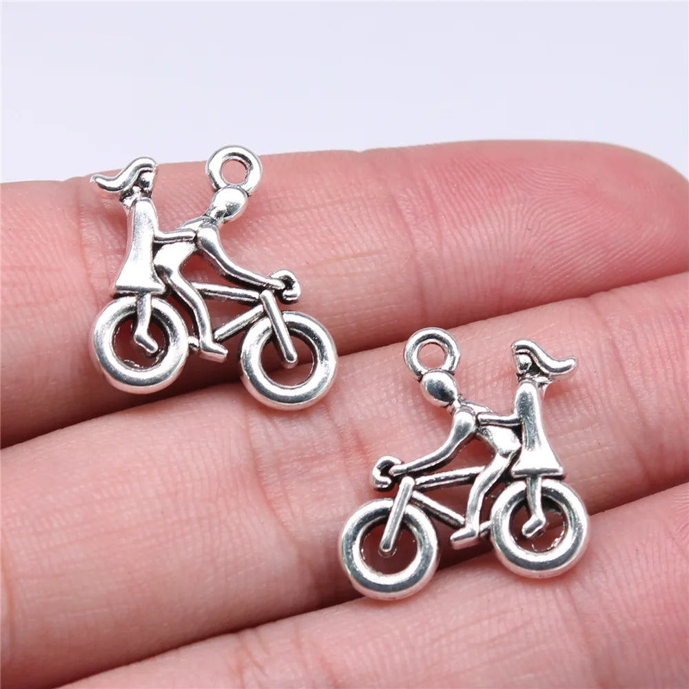 21x18mm 2.25g Multicolor Zinc Alloy Couple Bicycle Charm Pendant for DIY Necklace Bracelet Making