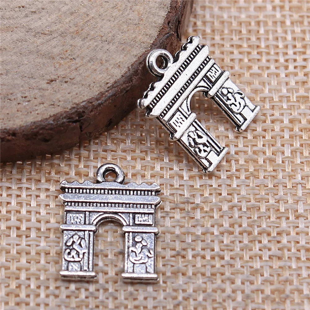 18x14mm 1.3g Antique Silver Zinc Alloy Arc de Triomphe charm pendant for DIY bracelet necklace making
