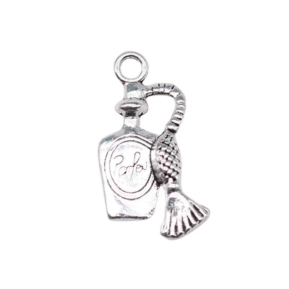 20x10mm 0.8g Antique Silver Zinc Alloy Perfume Bottle Charm Pendant for DIY Necklace Bracelet Making