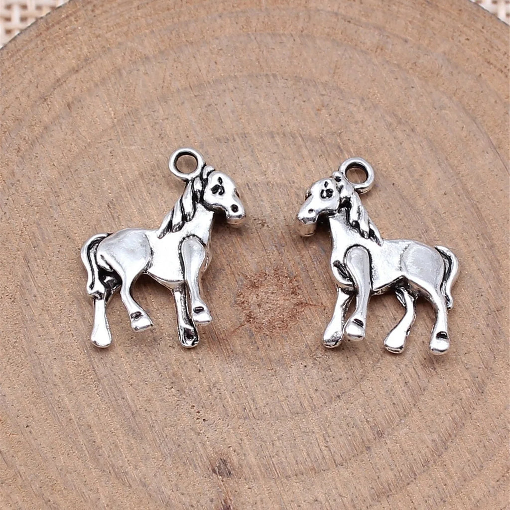 17x15mm 1.3g Antique Silver Zinc Alloy Foal Charm Pendant for DIY Necklace Bracelet Making