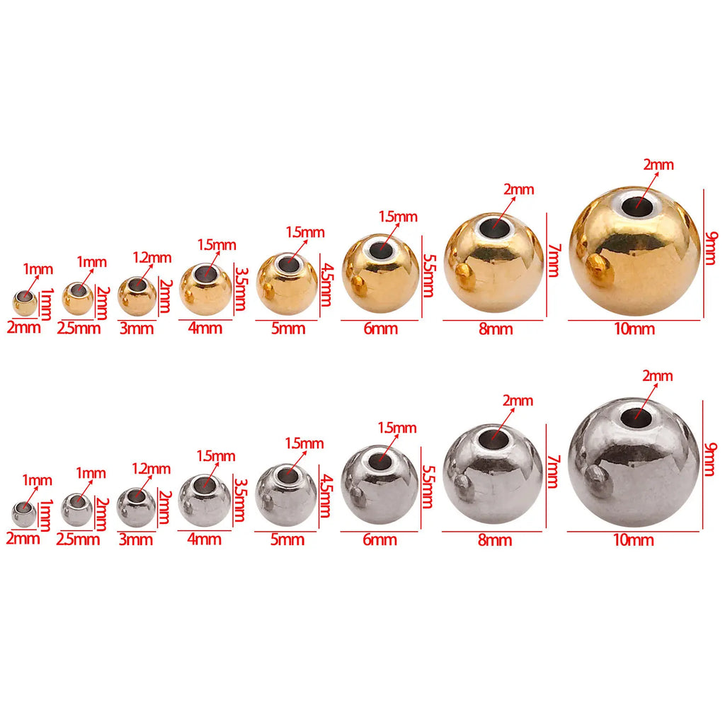 Stainless Steel Round Straight Hole Loose Metal Beads Spacer Beads for DIY Jewelry