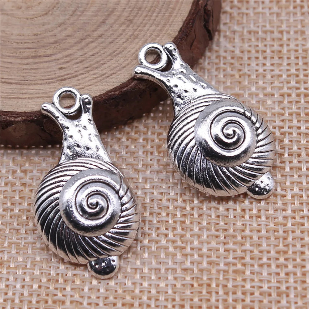 32x17mm 1.9g Antique Silver Zinc Alloy Cute Snail Charm Pendant for DIY Necklace Bracelet Making