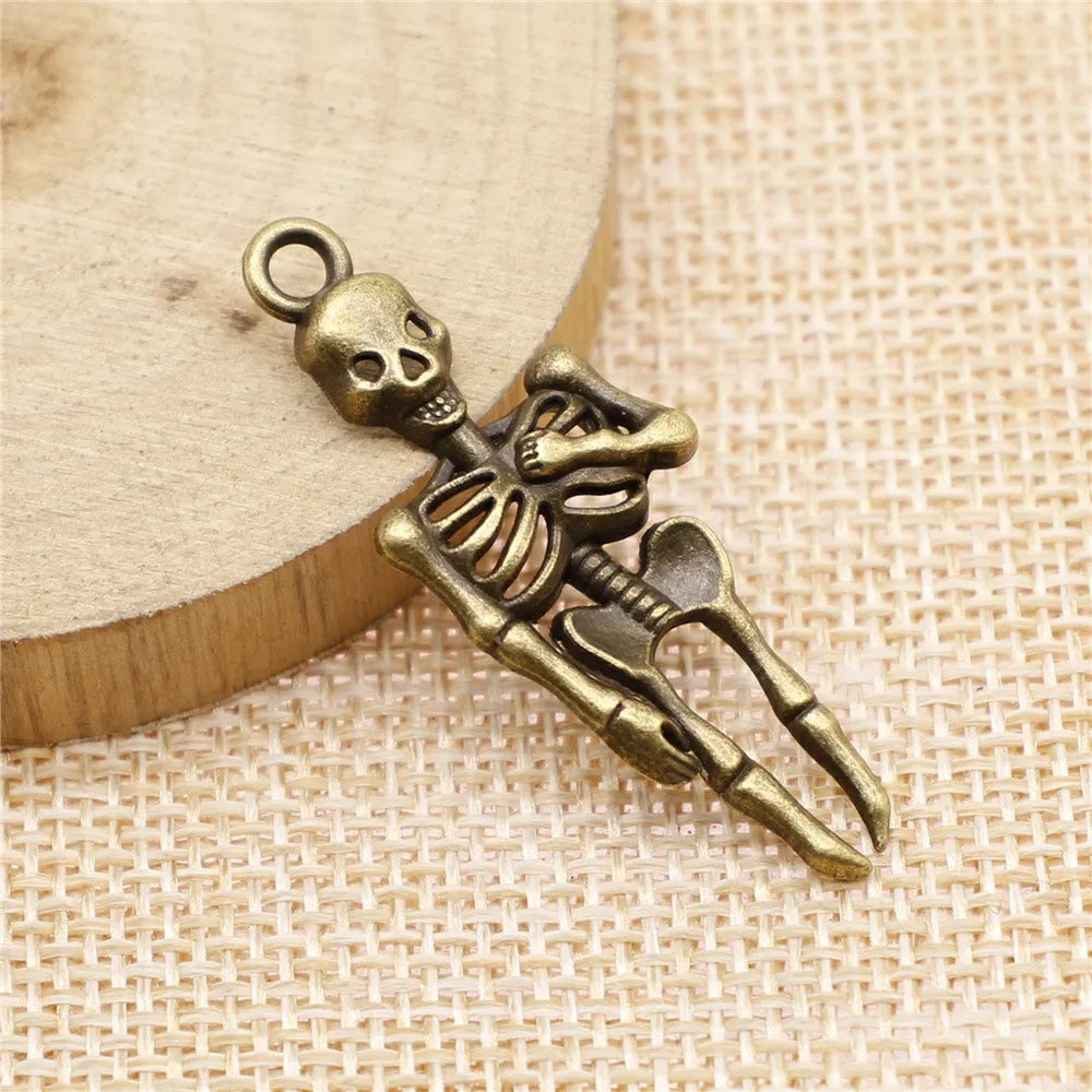 41x15mm 2.6g Multicolor Zinc Alloy Skull Charm Pendant for DIY Necklace Bracelet Accessories