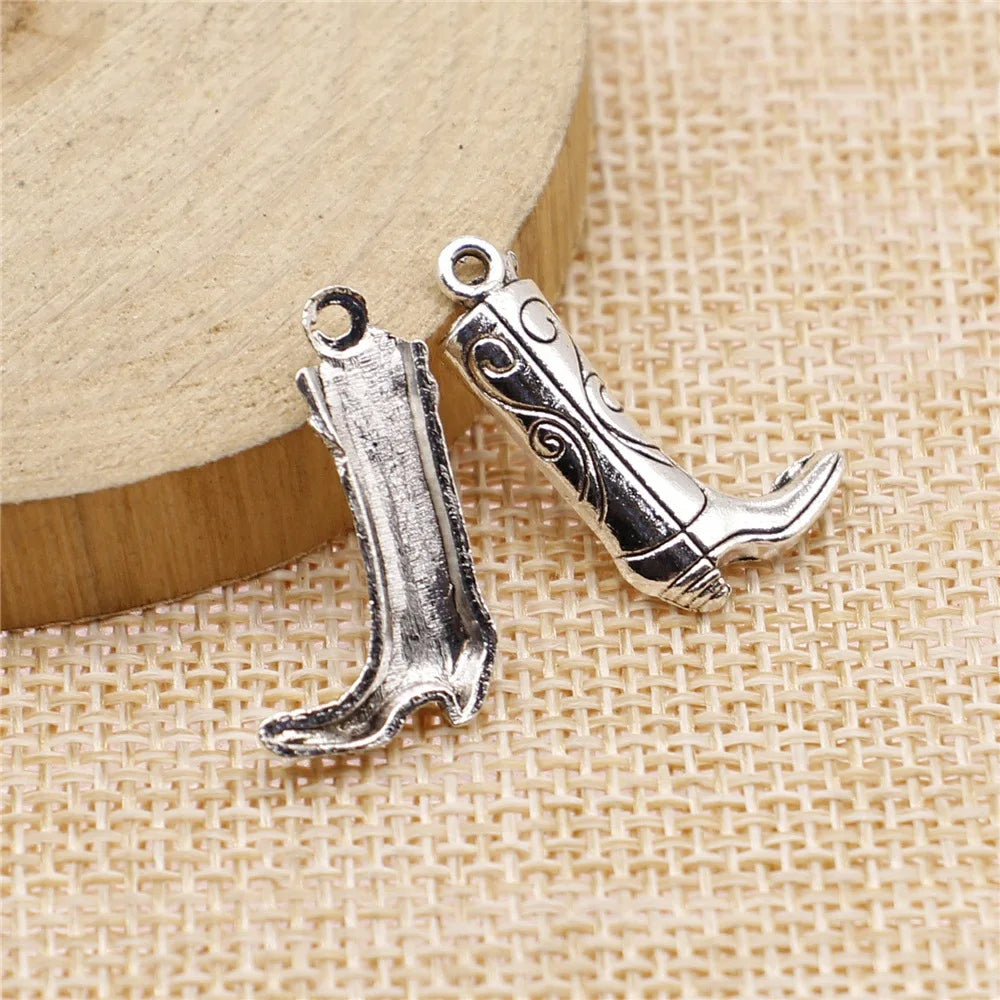 23x13mm 0.9g Antique Silver Zinc Alloy Boot Charm Pendant for DIY Jewelry Making