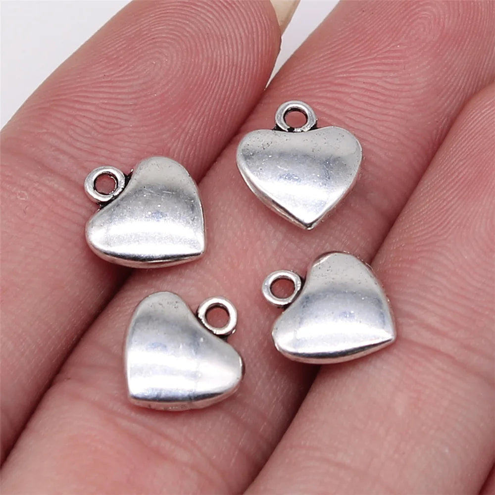 12x10mm 1g Antique Silver Zinc Alloy Heart Charm Pendant for DIY Vintage Jewelry Making