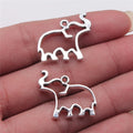 19x25mm 2g Multicolor Zinc Alloy Hollow Elephant Charm Pendant for DIY Necklace Making
