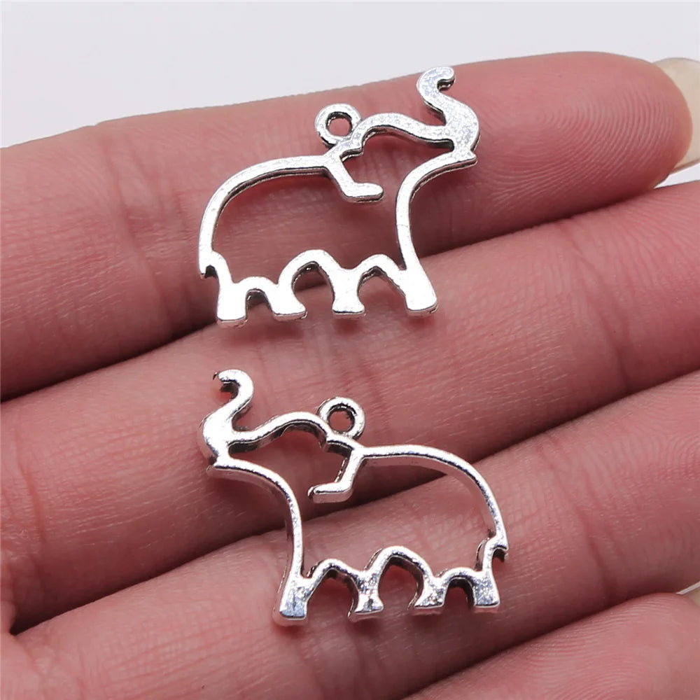 19x25mm 2g Multicolor Zinc Alloy Hollow Elephant Charm Pendant for DIY Necklace Making