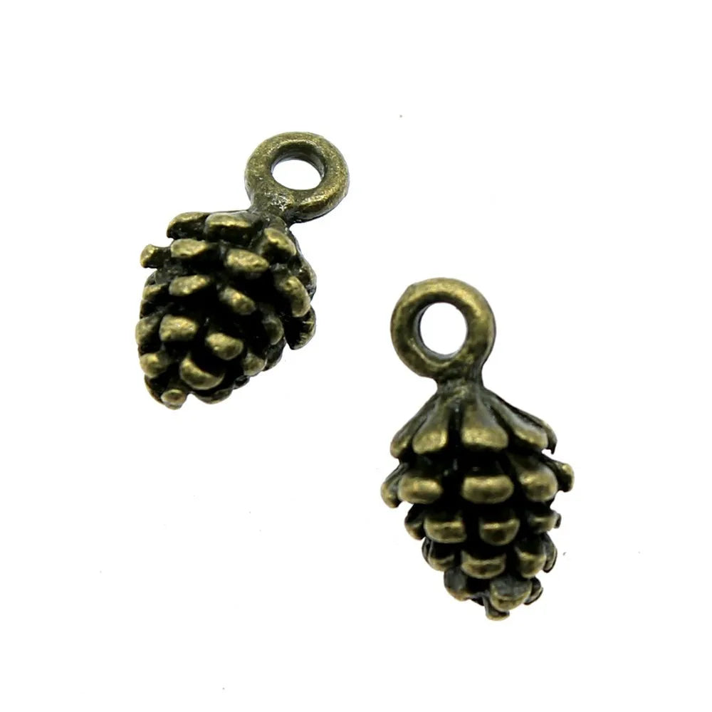 12x7x7mm 0.8g Multicolor Zinc Alloy Pine Cone Charm Pendant for DIY Necklace Bracelet Jewelry Making