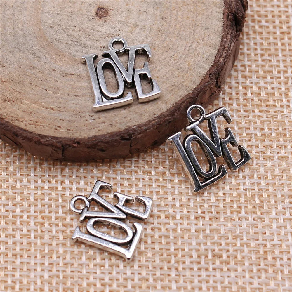 15x13mm 1.1g Multicolor Zinc Alloy LOVE Letter Charm Pendant for Bracelet Necklace Making