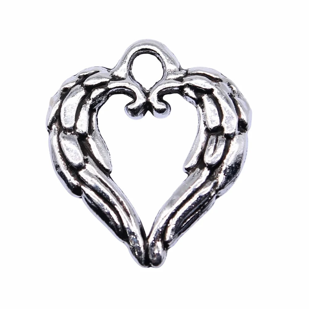 19x17mm 1.2g Multicolor Zinc Alloy Heart Wing charm pendant for necklace bracelet DIY jewelry making