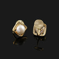 Elegant Square Spiral Freshwater Pearl Alloy Stud & Clip On No Piercing Commuter Statement Earrings