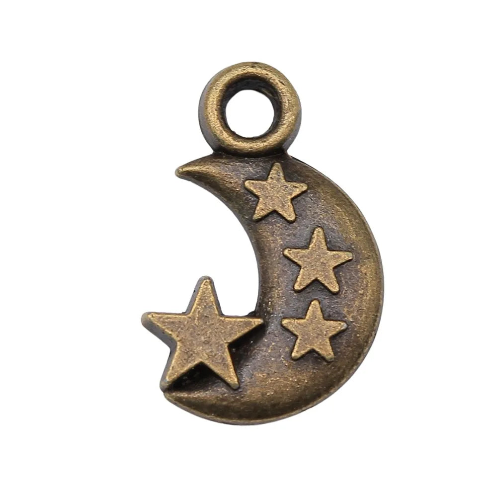 21x14x3mm 2.7g Multicolor Zinc Alloy Moon Star Celestial Charm Pendant for DIY Necklace Bracelet Making