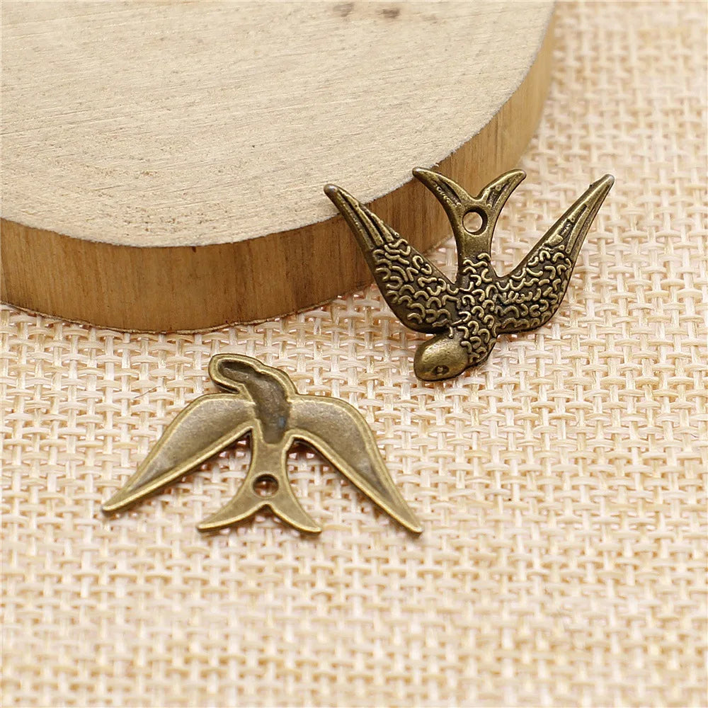 25x17mm 1.3g Multicolor Zinc Alloy Swallow Bird Charm Pendant for DIY Necklace Bracelet Jewelry Making