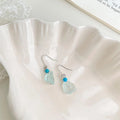 Handmade Irregular Blue Crystal Natural Stone Glass Pearl Drop Earrings For Beach Vacation