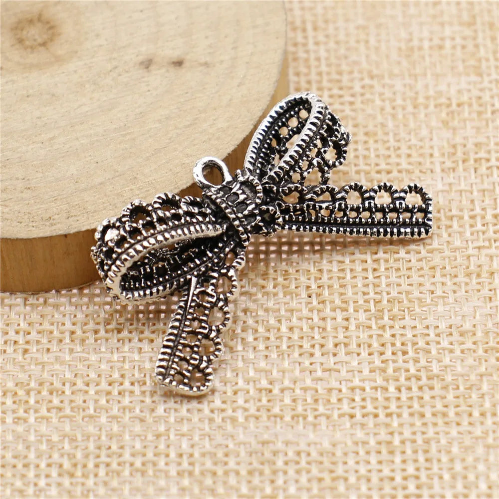 40x25mm 5g Antique Silver Zinc Alloy Bowknot Butterfly Charm Pendant for Bracelet Necklace DIY Jewelry Making