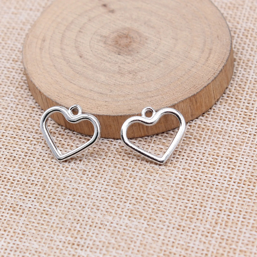 17x19mm 1.2g Multicolor Zinc Alloy Hollow Heart Charm Pendant for DIY Necklace Bracelet Making