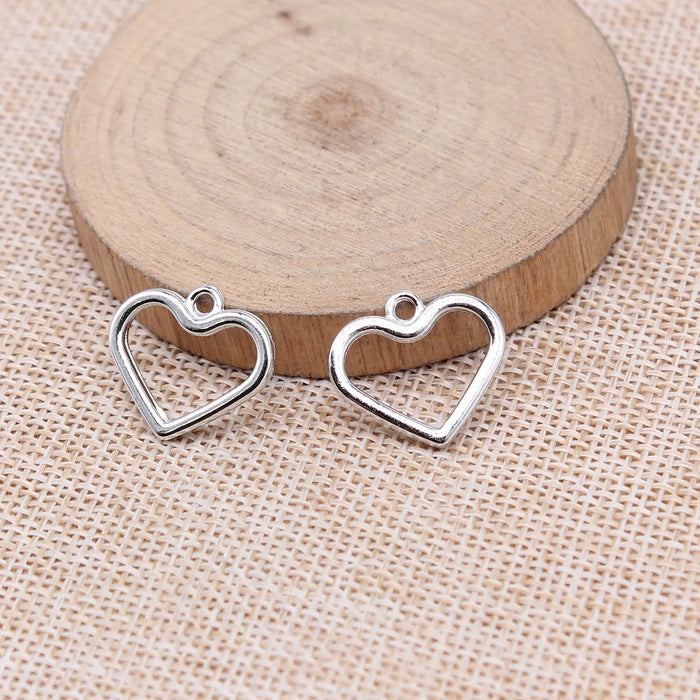 17x19mm 1.2g Multicolor Zinc Alloy Hollow Heart Charm Pendant for DIY Necklace Bracelet Making