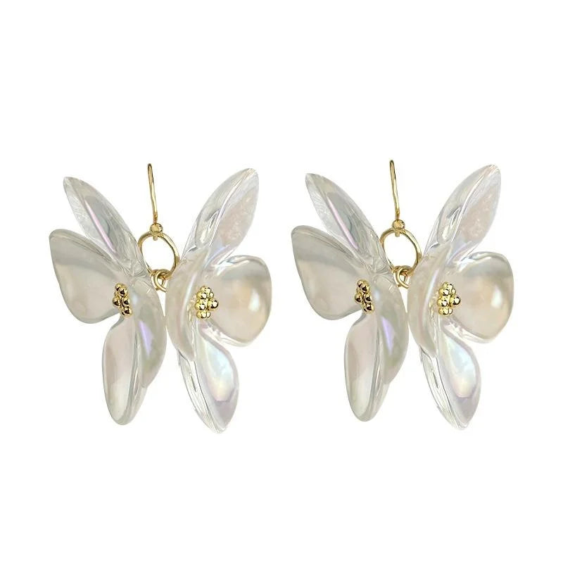 Iridescent Acrylic Colorful Flower Drop Earrings Fairy Style Summer Vacation Jewelry