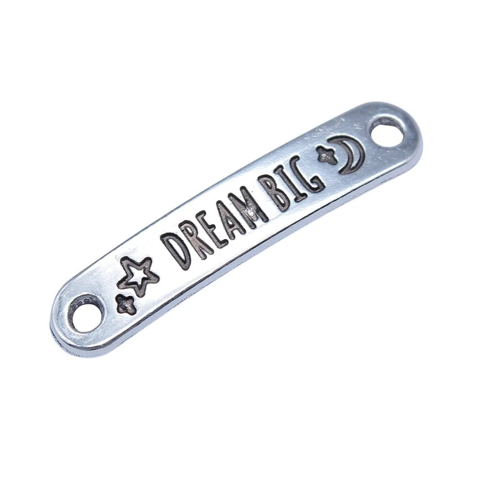 6x30mm 1.3g Multicolor Zinc Alloy DREAM BIG Bar Letter Connector Charm for Bracelet Jewelry Making