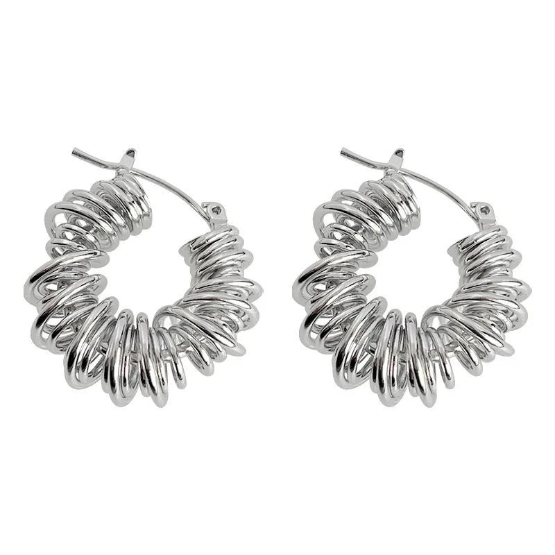 Thickened Real Gold Plated Copper Irregular Geometric Round Hoop Earrings For Luxury Commuter Style
