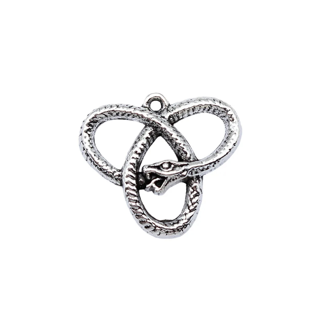 22x25mm 3.6g Antique Silver Zinc Alloy Ouroboros Triangle Knot Charm Pendant for DIY Jewelry Making