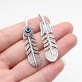 48x12mm 5.2g Antique Silver Zinc Alloy Evil Eye Feather Charm Pendant for Necklace Earring DIY