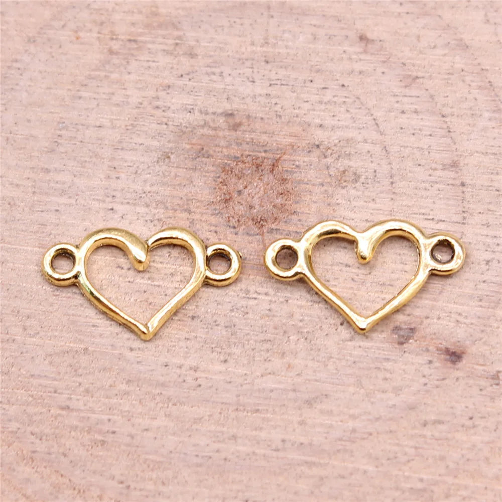 15x9mm 0.25g Multicolor Zinc Alloy Hollow Heart Connector Charm for DIY Bracelet Jewelry Making
