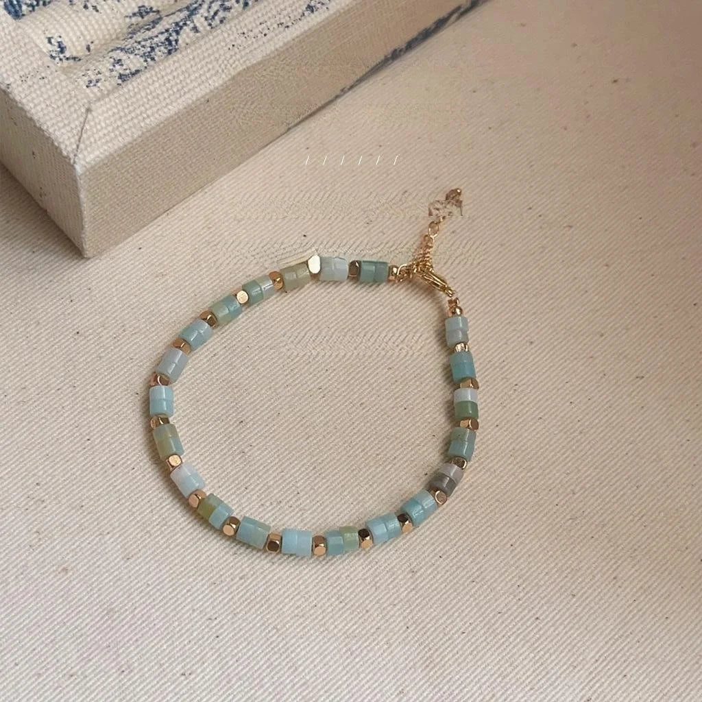 Natural Stone And Copper Geometric Bodhi Bracelet Handmade Ethnic New Chinese Style Jewelry